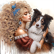 Load image into Gallery viewer, Diamond Painting - Partial Special Shaped - Girl And Puppy (30*30CM)
