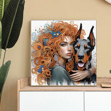 Load image into Gallery viewer, Diamond Painting - Partial Special Shaped - Girl And Puppy (30*30CM)