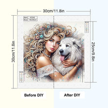 Load image into Gallery viewer, Diamond Painting - Partial Special Shaped - Girl And Puppy (30*30CM)