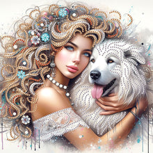 Load image into Gallery viewer, Diamond Painting - Partial Special Shaped - Girl And Puppy (30*30CM)