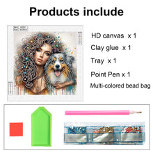 Load image into Gallery viewer, Diamond Painting - Partial Special Shaped - Girl And Puppy (30*30CM)