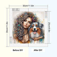 Load image into Gallery viewer, Diamond Painting - Partial Special Shaped - Girl And Puppy (30*30CM)