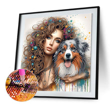 Load image into Gallery viewer, Diamond Painting - Partial Special Shaped - Girl And Puppy (30*30CM)