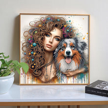 Load image into Gallery viewer, Diamond Painting - Partial Special Shaped - Girl And Puppy (30*30CM)