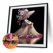 Load image into Gallery viewer, Diamond Painting - Partial Special Shaped - Elegant Hat Lady (30*30CM)