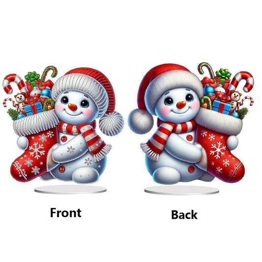 2D Flat Christmas Snowman Table Top Diamond Painting Ornament Kits Home Decor
