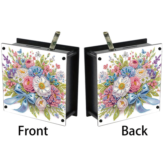 Flowers DIY Money Storage Box Diamond Painting Decors for Adults Beginners