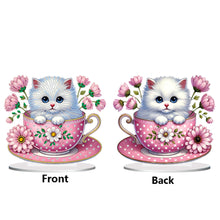 Load image into Gallery viewer, 2D Flat Print Teacup Cat DIY Diamond Painting Desktop Decorations Desktop Decor
