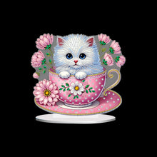 Load image into Gallery viewer, 2D Flat Print Teacup Cat DIY Diamond Painting Desktop Decorations Desktop Decor