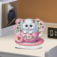 Load image into Gallery viewer, 2D Flat Print Teacup Cat DIY Diamond Painting Desktop Decorations Desktop Decor