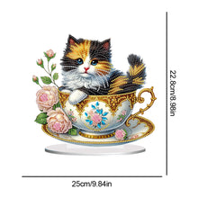 Load image into Gallery viewer, 2D Flat Print Teacup Cat DIY Diamond Painting Desktop Decorations Desktop Decor