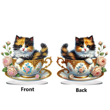Load image into Gallery viewer, 2D Flat Print Teacup Cat DIY Diamond Painting Desktop Decorations Desktop Decor