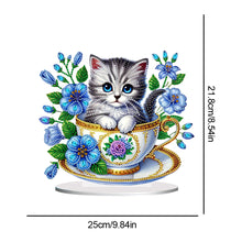 Load image into Gallery viewer, 2D Flat Print Teacup Cat DIY Diamond Painting Desktop Decorations Desktop Decor