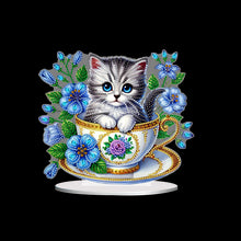Load image into Gallery viewer, 2D Flat Print Teacup Cat DIY Diamond Painting Desktop Decorations Desktop Decor