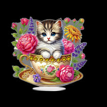 Load image into Gallery viewer, 2D Flat Print Teacup Cat DIY Diamond Painting Desktop Decorations Desktop Decor