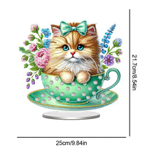 Load image into Gallery viewer, 2D Flat Print Teacup Cat DIY Diamond Painting Desktop Decorations Desktop Decor