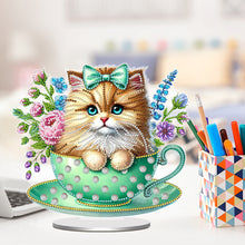 Load image into Gallery viewer, 2D Flat Print Teacup Cat DIY Diamond Painting Desktop Decorations Desktop Decor