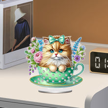 Load image into Gallery viewer, 2D Flat Print Teacup Cat DIY Diamond Painting Desktop Decorations Desktop Decor