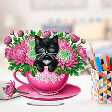 Load image into Gallery viewer, 2D Flat Print Teacup Cat DIY Diamond Painting Desktop Decorations Desktop Decor