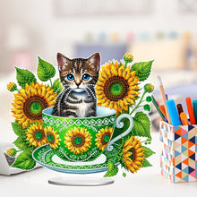 Load image into Gallery viewer, 2D Flat Print Teacup Cat DIY Diamond Painting Desktop Decorations Desktop Decor