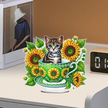 Load image into Gallery viewer, 2D Flat Print Teacup Cat DIY Diamond Painting Desktop Decorations Desktop Decor