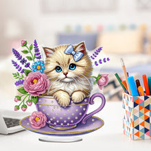Load image into Gallery viewer, 2D Flat Print Teacup Cat DIY Diamond Painting Desktop Decorations Desktop Decor