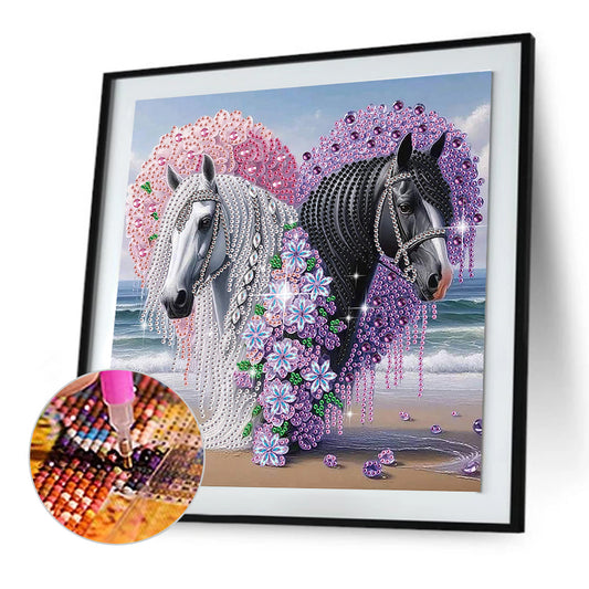 Diamond Painting - Partial Special Shaped - Horse (30*30CM)