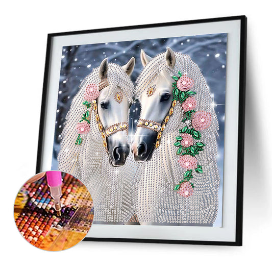 Diamond Painting - Partial Special Shaped - Horse (30*30CM)