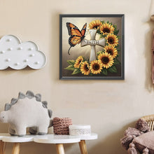 Load image into Gallery viewer, Diamond Painting - Full Round - Sunflower Butterfly Cross (30*30CM)