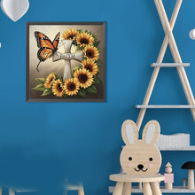 Load image into Gallery viewer, Diamond Painting - Full Round - Sunflower Butterfly Cross (30*30CM)