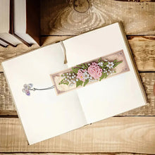 Load image into Gallery viewer, 3Pcs Pink Roses DIY Diamond Painting Bookmark with Pendant for Reading Lovers