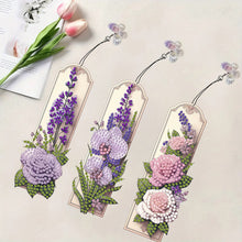Load image into Gallery viewer, 3Pcs Purple Flowers DIY Diamond Painting Bookmark for Reading Enthusiasts