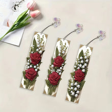 Load image into Gallery viewer, 3Pcs Red Roses DIY Diamond Painting Bookmark with Pendant for Reading Enthusiast