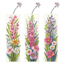 Load image into Gallery viewer, 3Pcs Flowers DIY Diamond Painting Bookmark with Pendant for Reading Enthusiasts