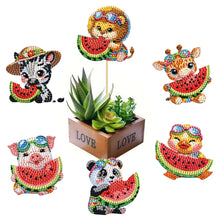 Load image into Gallery viewer, 6Pcs DIY Stakes Diamond Painting Kits Diamond Art Kits (Watermelon Animal)