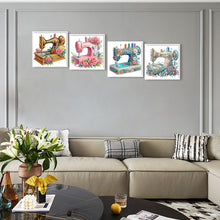 Load image into Gallery viewer, 4pcs Diamond Painting - Partial Special Shaped - Sewing Machine And Flower (30*30CM)