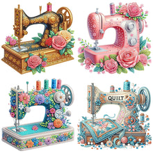 Load image into Gallery viewer, 4pcs Diamond Painting - Partial Special Shaped - Sewing Machine And Flower (30*30CM)