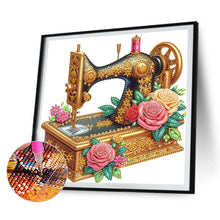 Load image into Gallery viewer, 4pcs Diamond Painting - Partial Special Shaped - Sewing Machine And Flower (30*30CM)