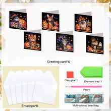 Load image into Gallery viewer, 6PCS DIY Diamond Art Greeting Cards Halloween Designs for Celebrations (H029)