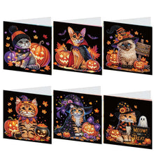 Load image into Gallery viewer, 6PCS DIY Diamond Art Greeting Cards Halloween Designs for Celebrations (H029)