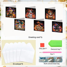 Load image into Gallery viewer, 6PCS DIY Diamond Art Greeting Cards Halloween Designs for Celebrations (H030)