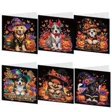 Load image into Gallery viewer, 6PCS DIY Diamond Art Greeting Cards Halloween Designs for Celebrations (H030)