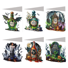 Load image into Gallery viewer, 6PCS DIY Diamond Art Greeting Cards Halloween Designs for Celebrations (H032)
