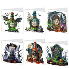 Load image into Gallery viewer, 6PCS DIY Diamond Art Greeting Cards Halloween Designs for Celebrations (H032)