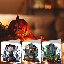 Load image into Gallery viewer, 6PCS DIY Diamond Art Greeting Cards Halloween Designs for Celebrations (H032)