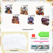 Load image into Gallery viewer, 6PCS DIY Diamond Art Greeting Cards Halloween Designs for Celebrations (H033)