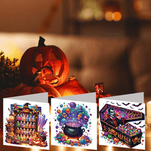 Load image into Gallery viewer, 6PCS DIY Diamond Art Greeting Cards Halloween Designs for Celebrations (H033)