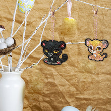 Load image into Gallery viewer, 9pcs Double Sided Special Shape Tiger Cat Diamond Painting Art Craft Keychain