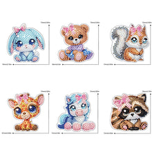 Load image into Gallery viewer, 6pcs Double Sided Special Shape Animal Diamond Painting Art Craft Keychain for Bag