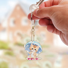 Load image into Gallery viewer, 6pcs Double Sided Special Shape Umbrella Cat Diamond Painting Art Craft Keychain